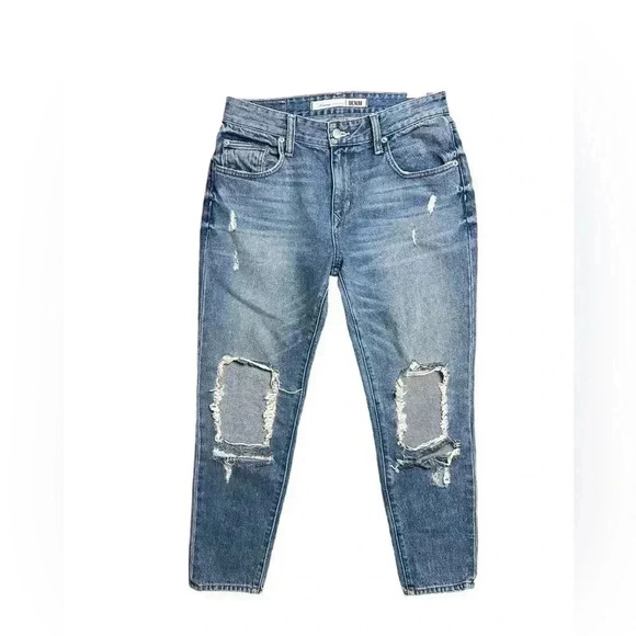 Lovers + Friends Ezra Slim Boyfriend Distressed Denim Jeans Size 27 - Picture 1 of 8